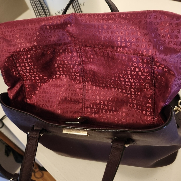 KATE SPADE NY SAFIANO LEATHER EVANGELIE LAUREL WAY SATCHEL-BURGUNDY 11.5×9.5 EUC - Picture 8 of 16